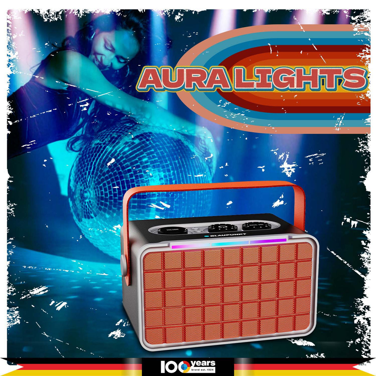 Atomik Retro Vibe 20W Portable Boombox Party Speaker (Orange)