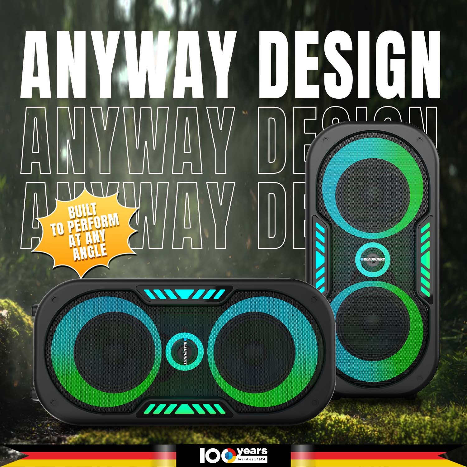 Blaupunkt Rock & Roll RHYTHM 100W with Dual 6.5'' woofers, Bass Boost, TWS Party Speaker