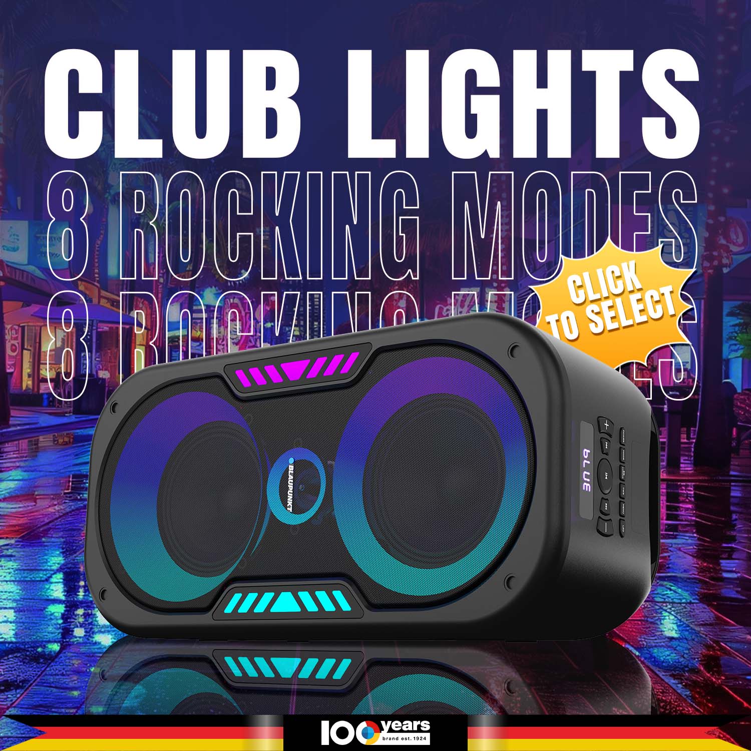 Blaupunkt Rock & Roll RHYTHM 100W with Dual 6.5'' woofers, Bass Boost, TWS Party Speaker