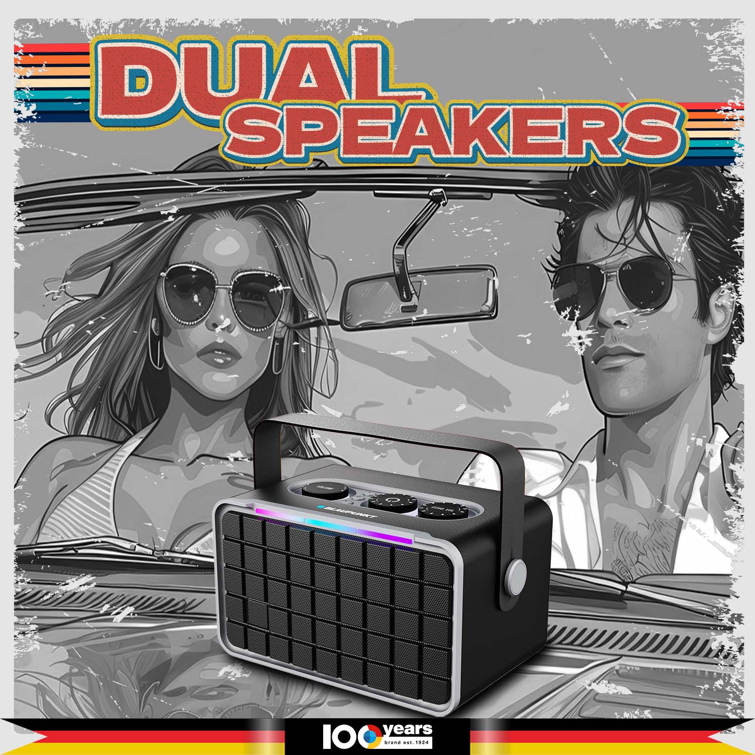 Atomik Retro Vibe 20W Portable Boombox Party Speaker (Black)