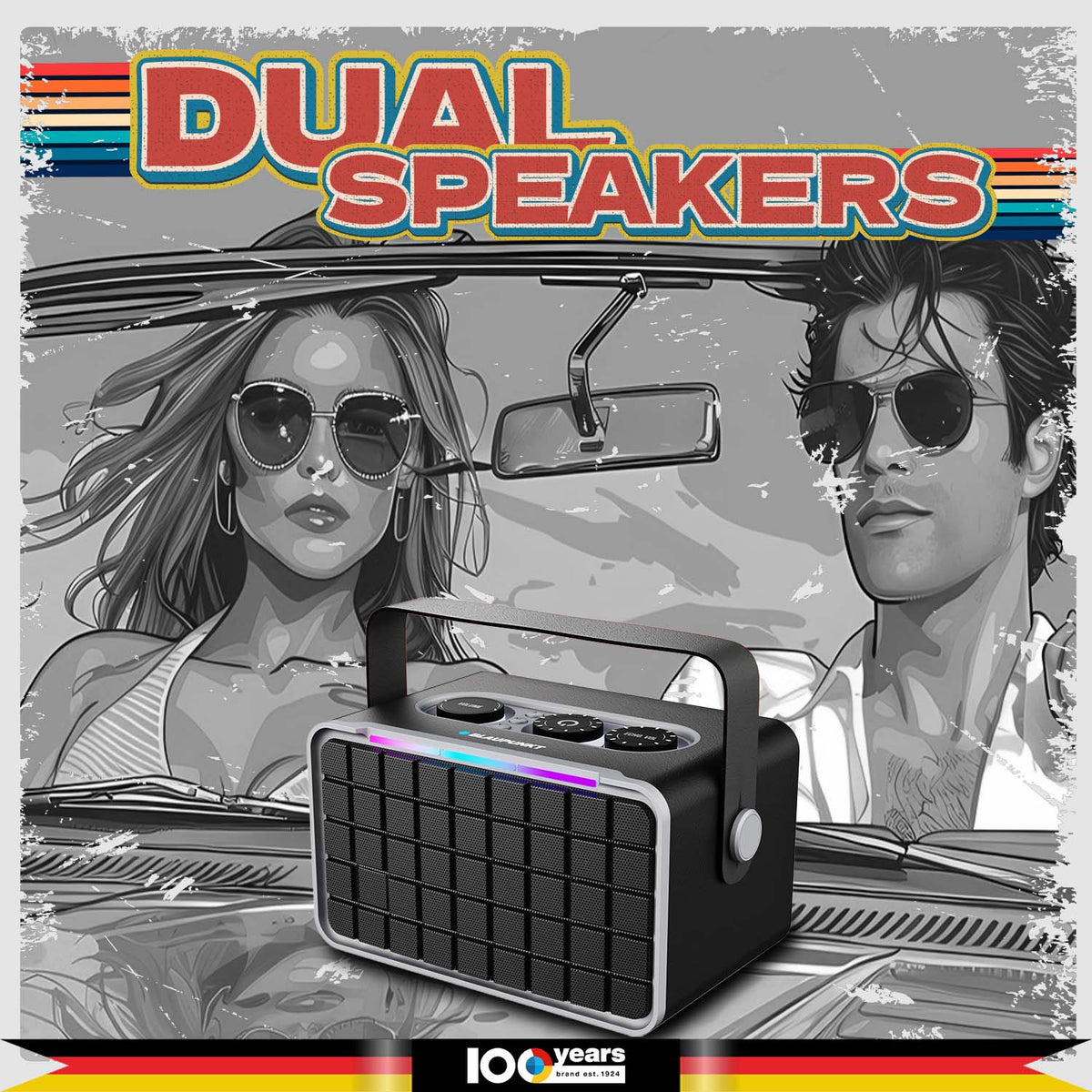 Atomik Retro Vibe 20W Portable Boombox Party Speaker (Black)