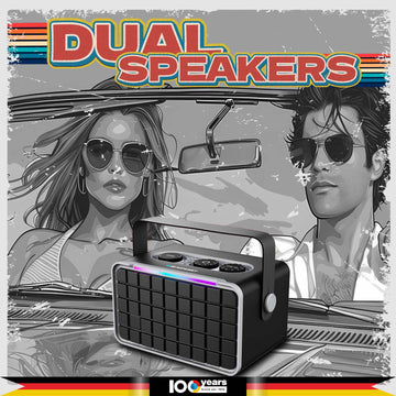 Atomik Retro Vibe 20W Portable Boombox Party Speaker (Black)