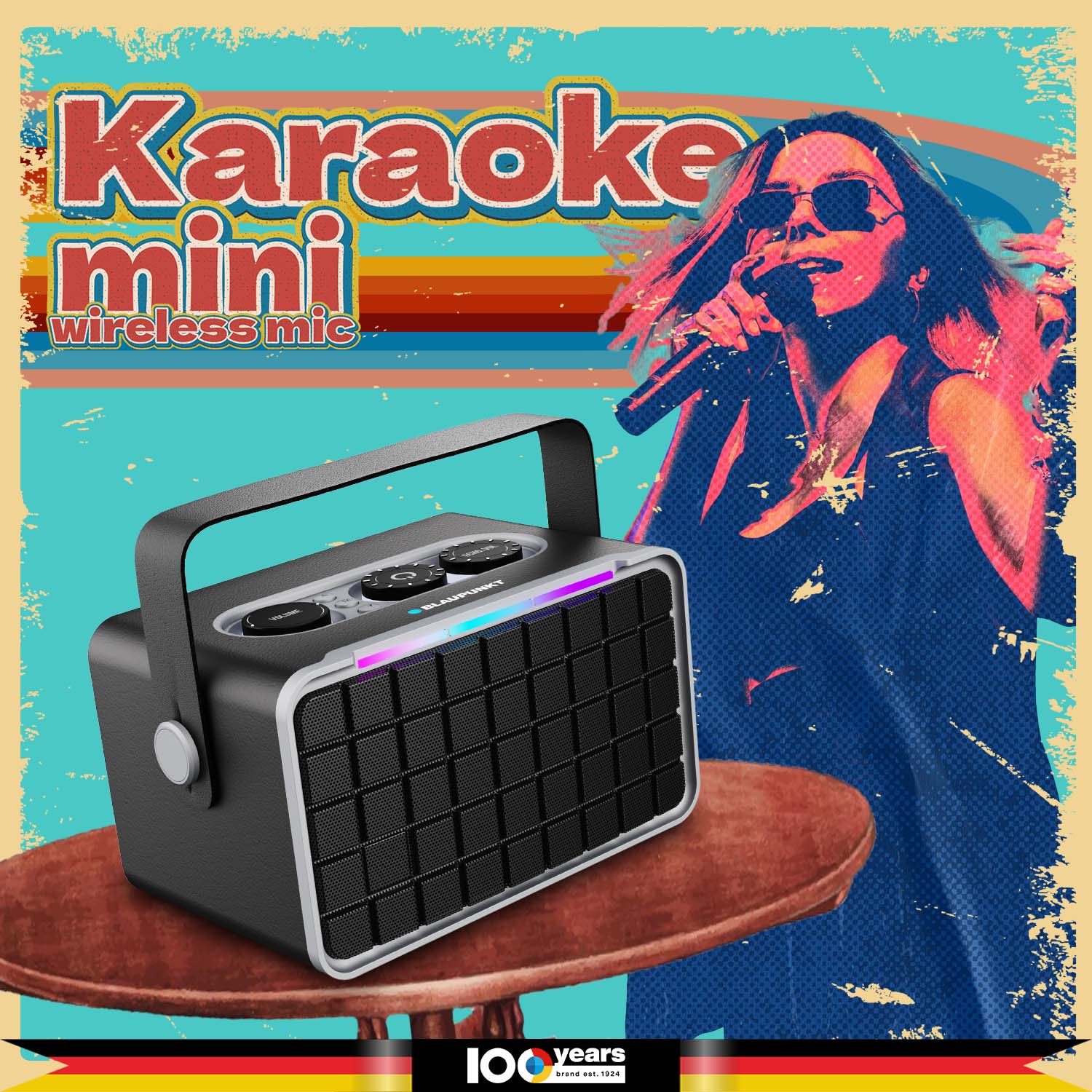 Atomik Retro Vibe 20W Portable Boombox Party Speaker (Black)