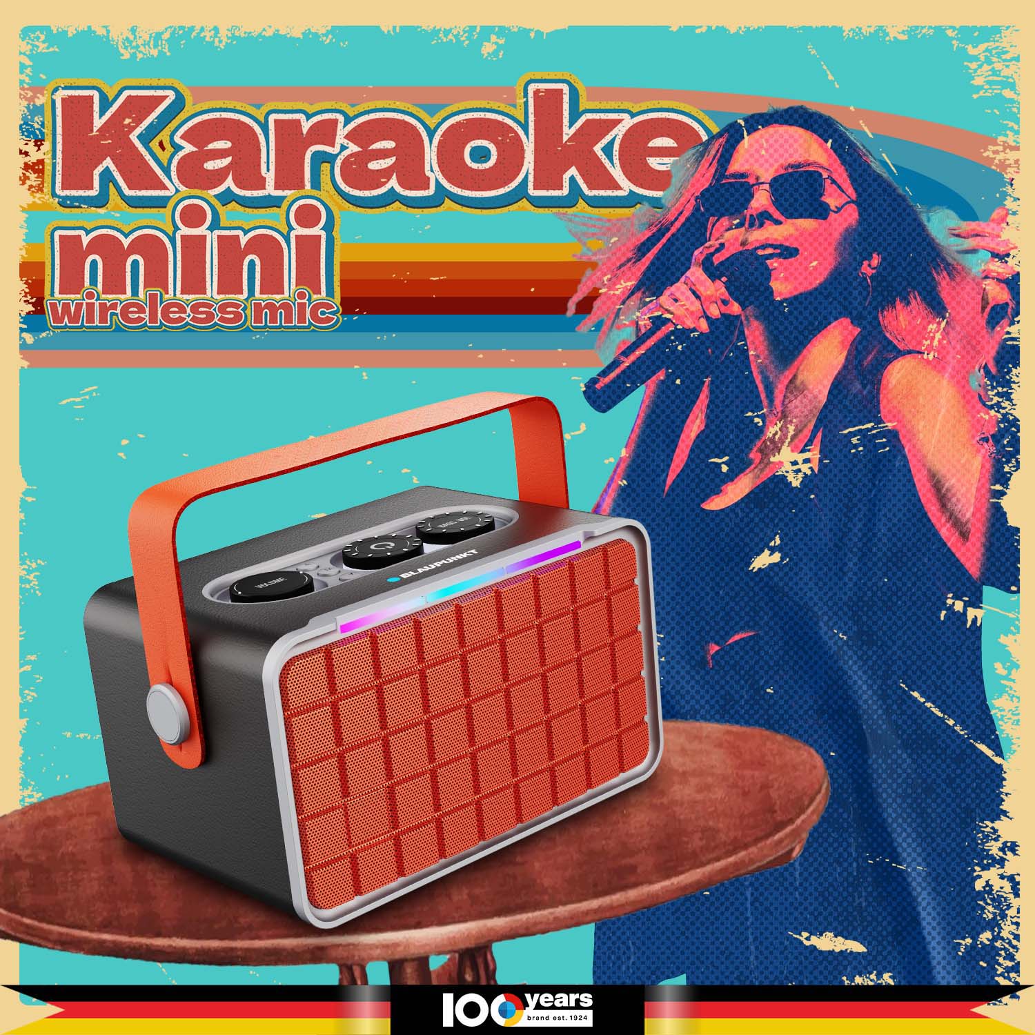 Atomik Retro Vibe 20W Portable Boombox Party Speaker (Orange)