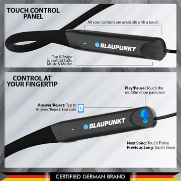 BE120 Touch Neckband (Black) - Blaupunkt India