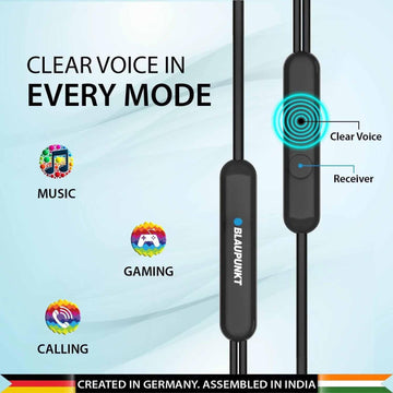 EM-01 Type C Wired Earphone with Noise Cancellation (Black) - Blaupunkt India