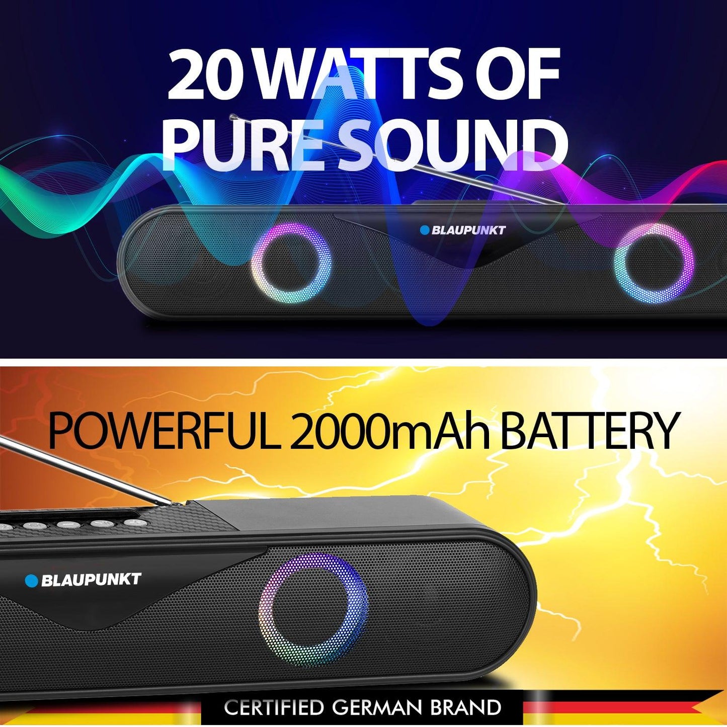 SBA20 KONCERT Bluetooth Party soundbar with Karaoke MIC - Blaupunkt India